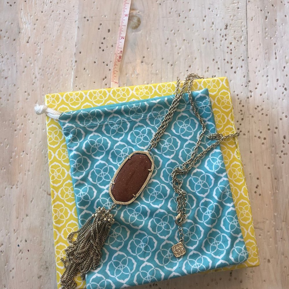 Kendra Scott Rayne Necklace Gold w/ brown sparkle